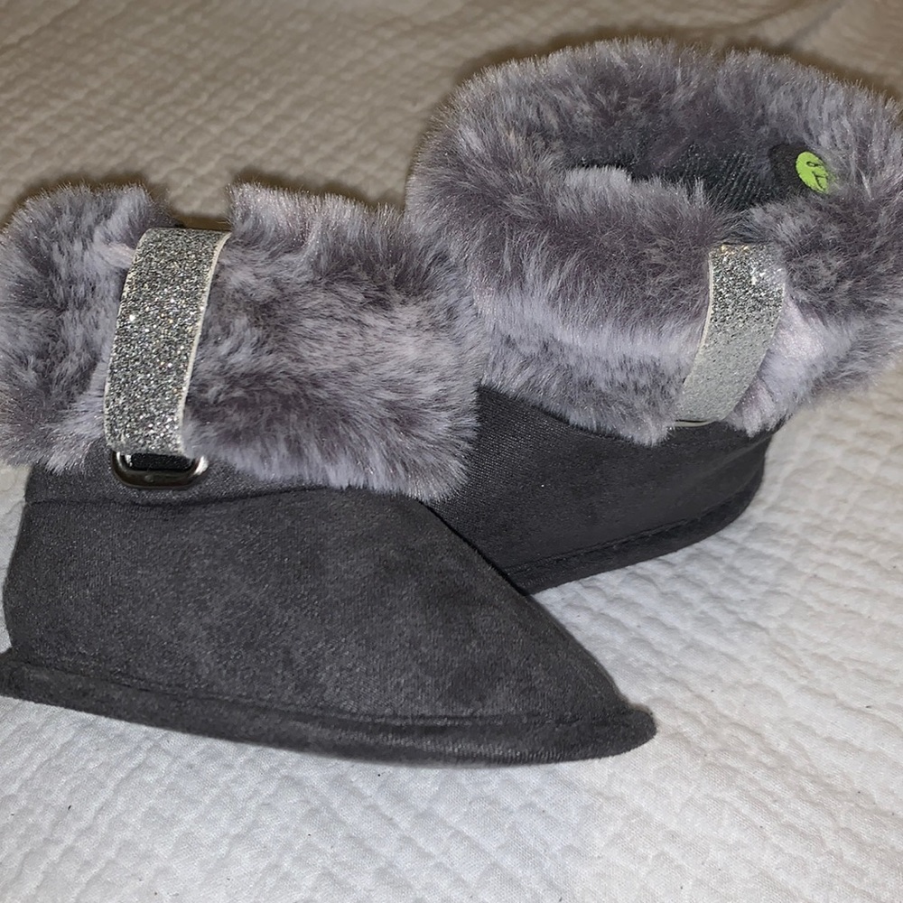 Gray Suede Newborn Boots